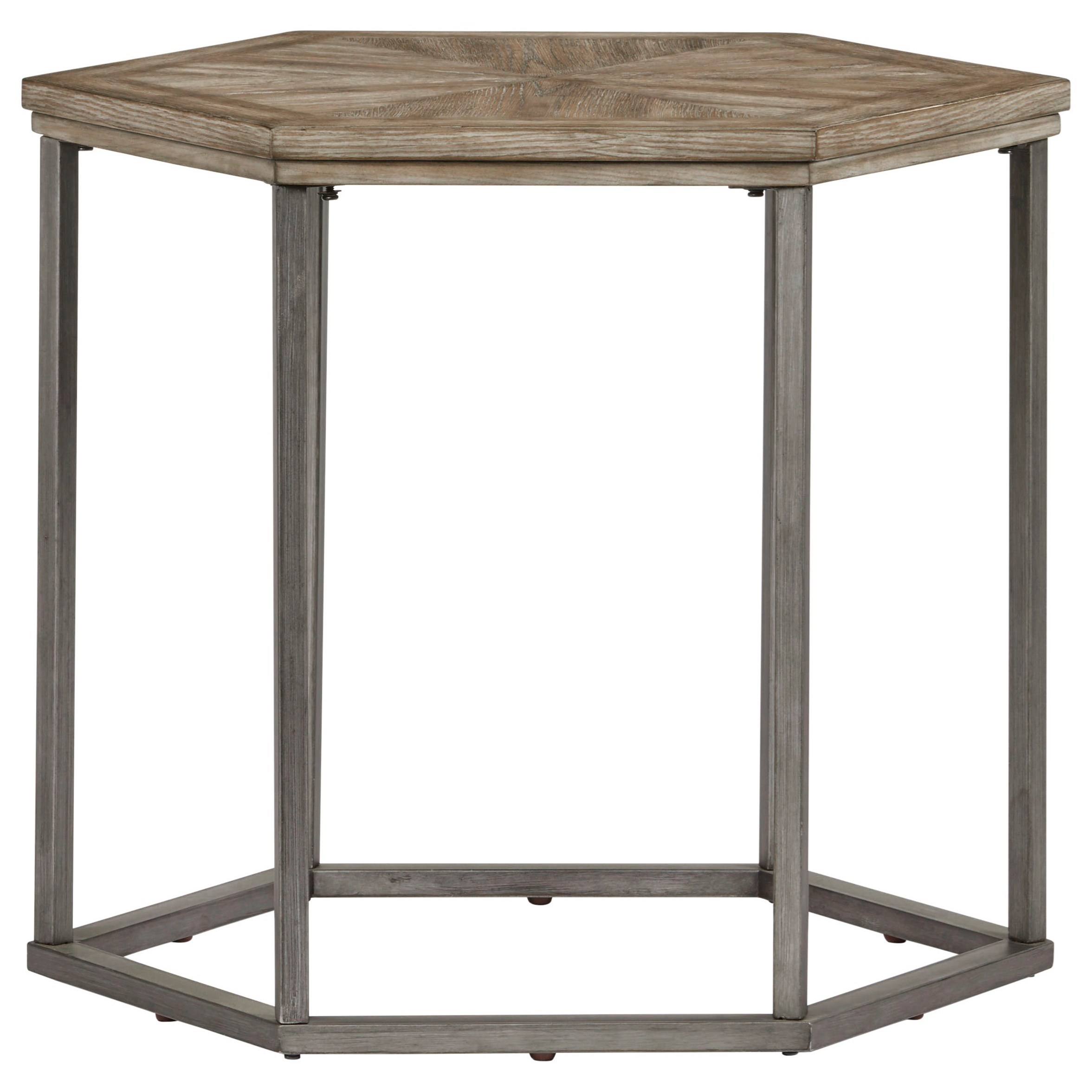 Progressive Furniture Adison Cove Ash Veneer Hexagon End Table with Metal Frame Lindy's